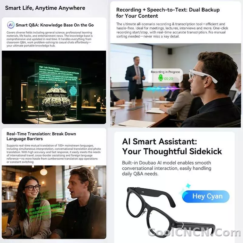 2026 Ultra AI Smart Glasses 1200P Camera ChatGPT Voice Assistant 32GB Storage Real time Translation Bluetooth Music Sunglasses - detail