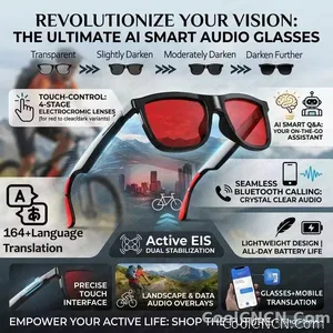 CoolWiz Smart Glasses — Touch Control, Electrochromic AI, Male/Female Options, AI Voice (ChatGPT), Supports 164+ Languages for Video Calls and Translation, Waterproof, Suitable for Outdoor Sports and Daily Use - view 4
