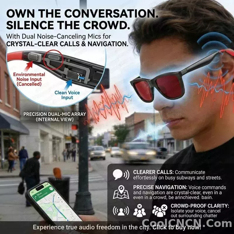 CoolWiz Smart Glasses, 4 Levels Electrochromic — New Business Style for Men, 164+ Translation Languages via ChatGPT, Black Sunglasses, Waterproof, suitable for outdoor sports and everyday use - detail