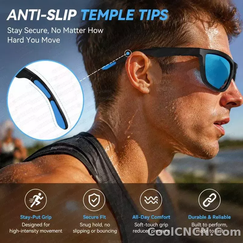 CoolWiz Smart Glasses, 4 Levels Electrochromic — New Business Style for Men, 164+ Translation Languages via ChatGPT, Black Sunglasses, Waterproof, suitable for outdoor sports and everyday use - detail