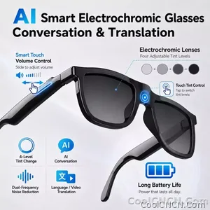 CoolWiz Smart Glasses, 4 Levels Electrochromic — New Business Style for Men, 164+ Translation Languages via ChatGPT, Black Sunglasses, Waterproof, suitable for outdoor sports and everyday use - view 8