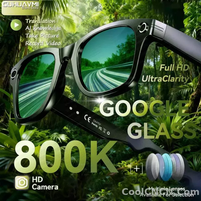 New CoolWiz Smart Glasses (4K Ultra HD) for learning and travel, featuring an 8MP AI camera that captures photos and records video, supports AI transmission and calls—ideal for outdoor sports and everyday use.