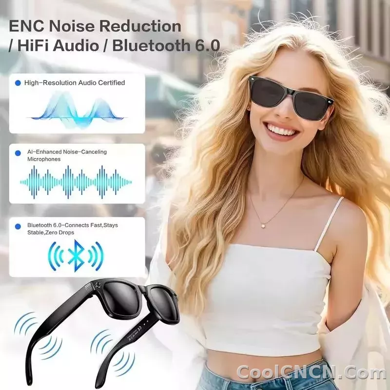 CoolWiz New4K Ultra HD AI Glasses for Men, Chat Function, IP65 Waterproof, AI Voice Assistant, 800W Camera, Bluetooth Calling Smart Glasses for Outdoor Sports and Daily Use - detail