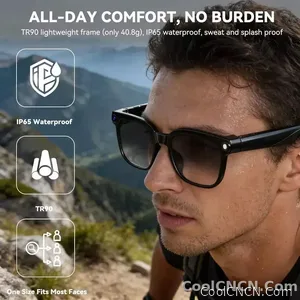 CoolWiz AI Smart Glasses for New Vlog, 1080p HD video recording, ChatGPT call support, Bluetooth calling, 100+ music players, translation features, black glasses for men, suitable for outdoor sports and everyday use - view 5
