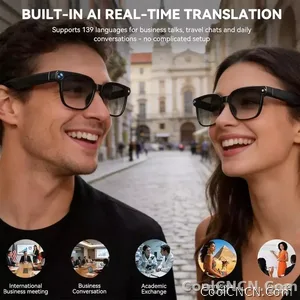 CoolWiz AI Smart Glasses for New Vlog, 1080p HD video recording, ChatGPT call support, Bluetooth calling, 100+ music players, translation features, black glasses for men, suitable for outdoor sports and everyday use - view 7