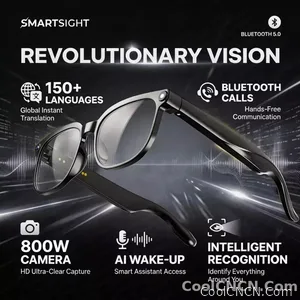 CoolWiz AI Smart Glasses for New Vlog, 1080p HD video recording, ChatGPT call support, Bluetooth calling, 100+ music players, translation features, black glasses for men, suitable for outdoor sports and everyday use - view 9