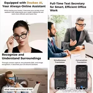 CoolWiz Smart Glasses Baru 3600MAh Pengecas Mudah Alih M02ultra Wanita 800W Kamera AI Terjemahan Rakaman Video Pemain Muzik Cermin Mata Panggilan Lelaki Untuk Sukan Luar Penggunaan Harian - view 6