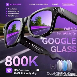 CoolWiz smart glasses with a 1080P video camera, black sunglasses, Bluetooth call translation, music playback, recording, men’s photochromic glasses for outdoor sports and everyday use - view 1