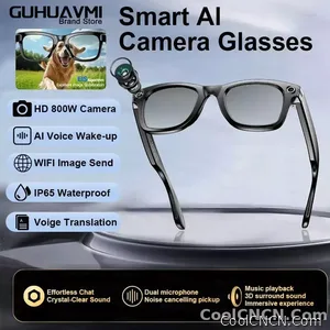 CoolWiz smart glasses with a 1080P video camera, black sunglasses, Bluetooth call translation, music playback, recording, men’s photochromic glasses for outdoor sports and everyday use - view 10