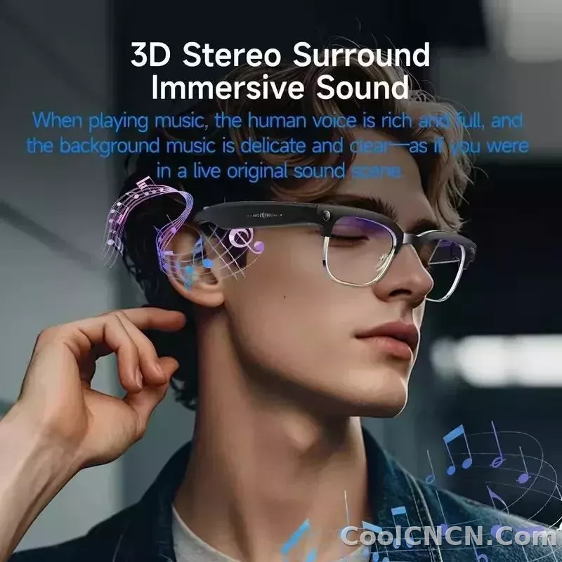 CoolWiz New AI Smart Glasses — 120+ Language Translations, 8MP Camera, 8K Resolution, Video & Music Playback, Business Calls, Color‑Changing Lenses, for Men, suitable for outdoor sports and everyday use