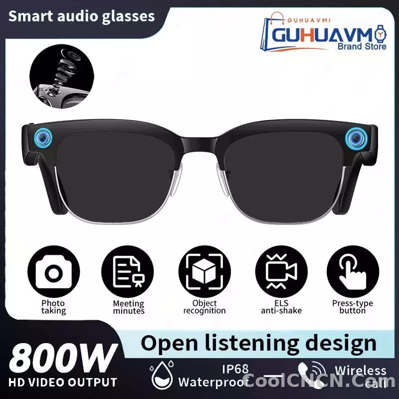 CoolWiz New AI Smart Glasses — 120+ Language Translations, 8MP Camera, 8K Resolution, Video & Music Playback, Business Calls, Color‑Changing Lenses, for Men, suitable for outdoor sports and everyday use - detail