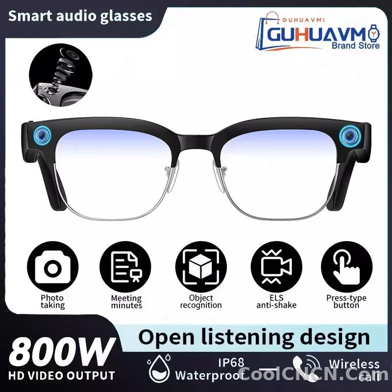 CoolWiz New AI Smart Glasses — 120+ Language Translations, 8MP Camera, 8K Resolution, Video & Music Playback, Business Calls, Color‑Changing Lenses, for Men, suitable for outdoor sports and everyday use - detail