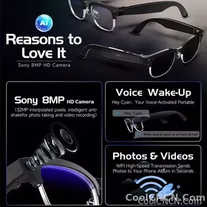 CoolWiz New AI Smart Glasses — 120+ Language Translations, 8MP Camera, 8K Resolution, Video & Music Playback, Business Calls, Color‑Changing Lenses, for Men, suitable for outdoor sports and everyday use - view 5