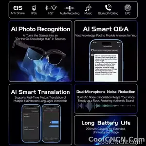 CoolWiz New AI Smart Glasses — 120+ Language Translations, 8MP Camera, 8K Resolution, Video & Music Playback, Business Calls, Color‑Changing Lenses, for Men, suitable for outdoor sports and everyday use - view 6