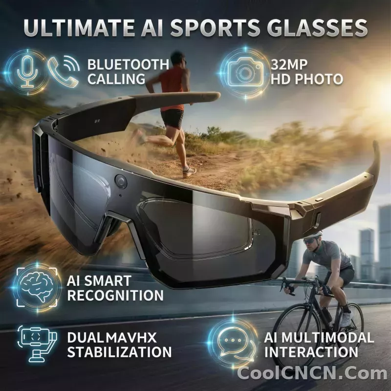 CoolWiz WiFi smart 8MP camera glasses for men, 1080p HD video recording, 32GB storage, polarized sunglasses with AI voice dialogue translation, suitable for sports and outdoor daily use - detail