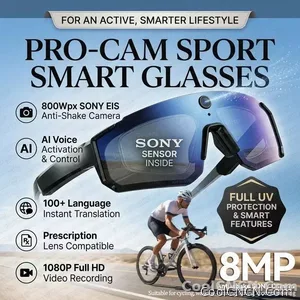 CoolWiz WiFi smart 8MP camera glasses for men, 1080p HD video recording, 32GB storage, polarized sunglasses with AI voice dialogue translation, suitable for sports and outdoor daily use - view 7