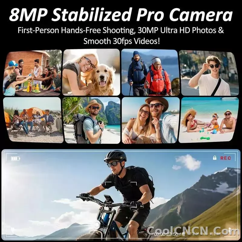 CoolWizNew 3600MAh Sarung Pengecas Cermin Mata Pintar AI Lelaki 800W Kamera Pixel 1080P Video POV 100+Terjemahan Pembantu AI Cermin Mata Hitam IOS Untuk Sukan Luar Penggunaan Harian - detail