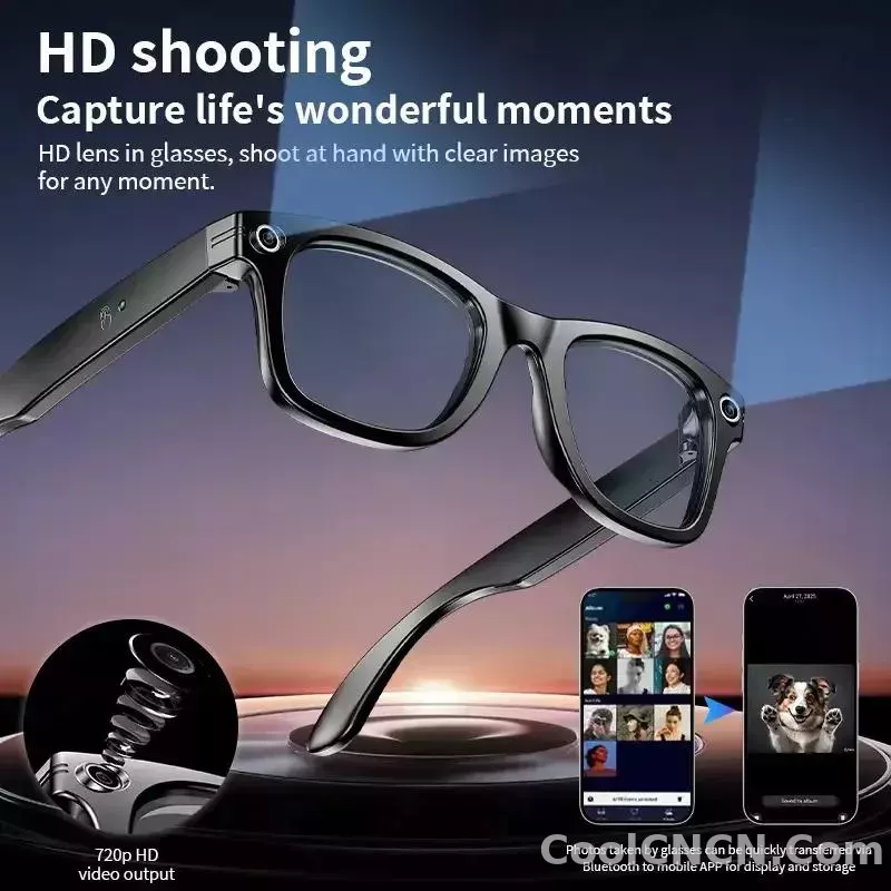 CoolWiz Camera HD Pixel 800W New 32GB Smart Glasses for Women — Photo Capture & Video Recording, AI Translation, Waterproof AI Glasses for Men, suitable for outdoor sports and daily use