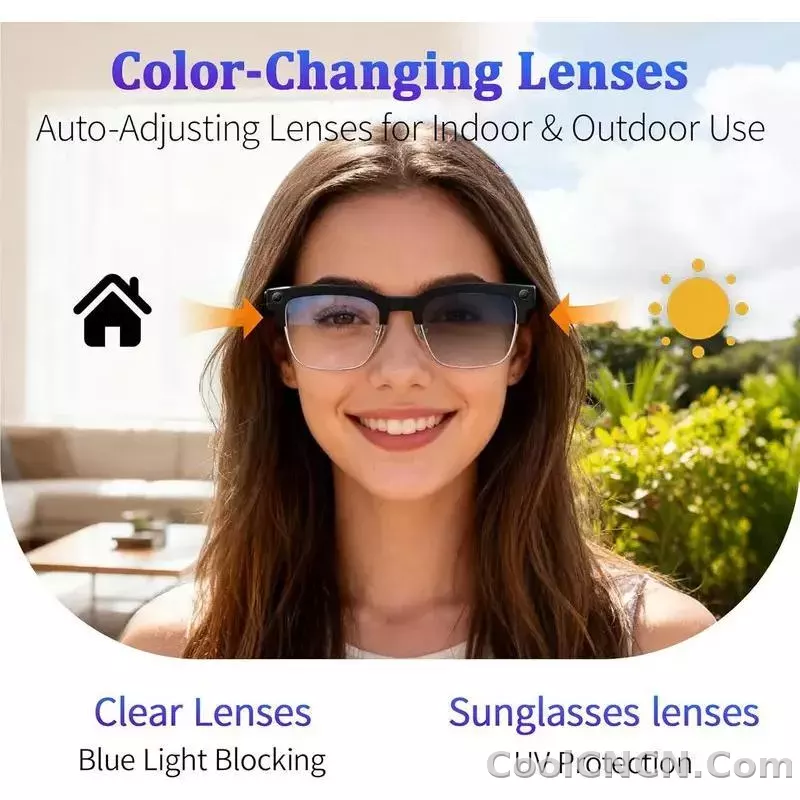 CoolWiz AI Smart Glasses 4K HD with Color Change, 8MP Camera, 1080p Video, AI Music Player, AI Calls, AI Sports Glasses for Men, for Outdoor Sports and Everyday Use - detail