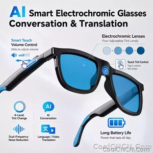 CoolWiz Cermin Mata Pintar Bluetooth 4 Tahap Elektrochromic AI Baharu ChatGPT 164+Terjemahan Bahasa Muzik Panggilan Bebas Tangan Cermin Mata Hitam Untuk Sukan Luar Penggunaan Harian - view 9