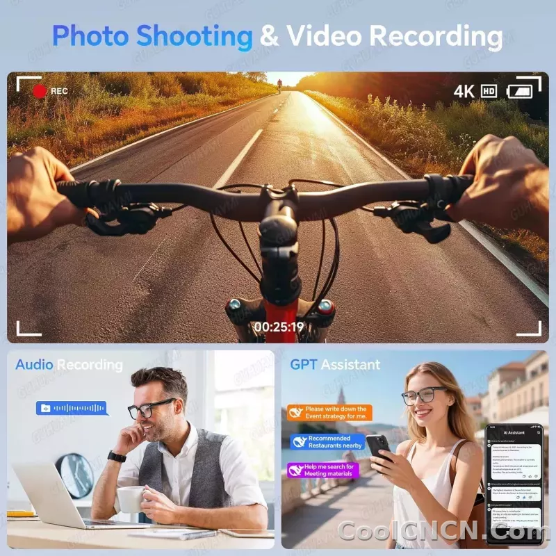 2026 New 800W HD Pixel Smart Glasses Men Anti-shake Camera AI Language Translation Video Recording ChatGPT Music Call Sunglasses - detail