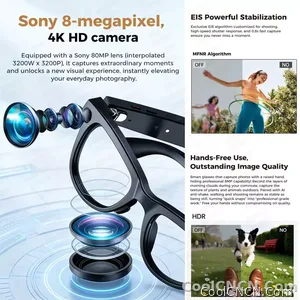 2026New Smart AI Glasses 4K 800W Camera ChatGPT Photos&Video 3600mAh Charging Case Power Bank 32GB Translation Music Sunglasses - view 3
