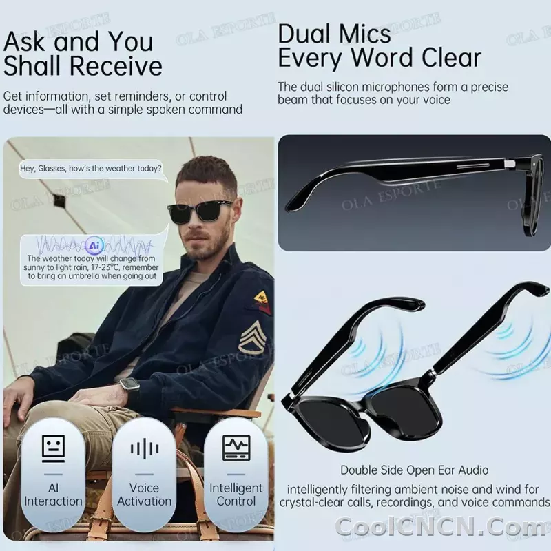 2026 New AI Smart Glasses Sunscreen Sunglasses Bluetooth Calling Music Player Camera Control UV Protection Glasses For Men Women - detail