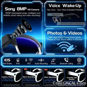 2026New 4K Ultra HD Color Change BT Call Smart Glasses AI Chat Music Player 800W Pixel Camera 1080P Video  AI Sports Glasses Men - view 3