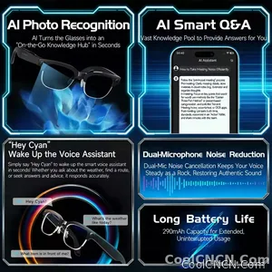 2026New 4K Ultra HD Color Change BT Call Smart Glasses AI Chat Music Player 800W Pixel Camera 1080P Video  AI Sports Glasses Men - view 4
