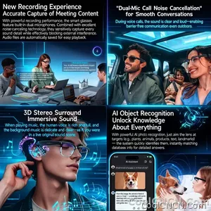 2026New 4K Ultra HD Color Change BT Call Smart Glasses AI Chat Music Player 800W Pixel Camera 1080P Video  AI Sports Glasses Men - view 7
