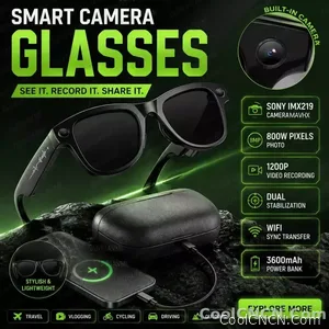 2026 AI Smart Glasses 1080P HD Camera Video Recorder Voice Translation Wireless Audio WiFi Sync Touch Eyewear for Travel Men Use - view 1