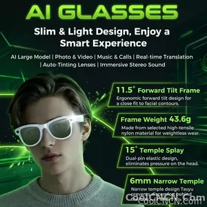 2026 AI Smart Glasses 1080P HD Camera Video Recorder Voice Translation Wireless Audio WiFi Sync Touch Eyewear for Travel Men Use - view 3