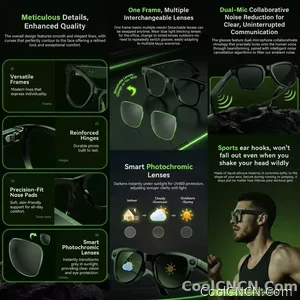 2026 AI Smart Glasses 1080P HD Camera Video Recorder Voice Translation Wireless Audio WiFi Sync Touch Eyewear for Travel Men Use - view 7