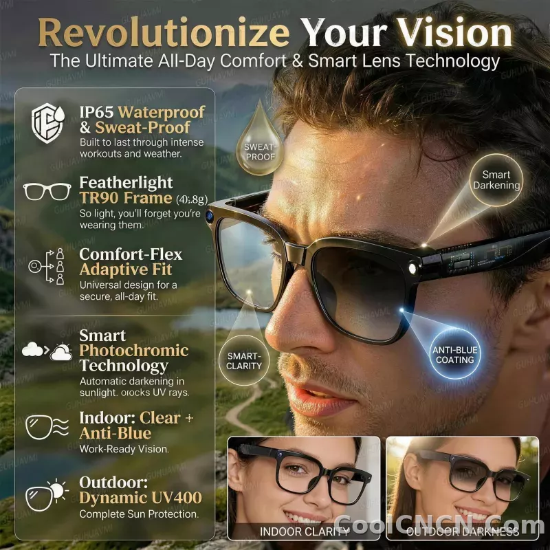 2026New 800W Pixel 4K HD Camera Smart Glasses AI Translation ChatGPT Music Play Voice Dual Microphone BT Call Sunglass Men Woman - detail