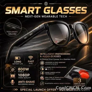 2026New 800W Pixel 4K HD Camera Smart Glasses AI Translation ChatGPT Music Play Voice Dual Microphone BT Call Sunglass Men Woman - view 1