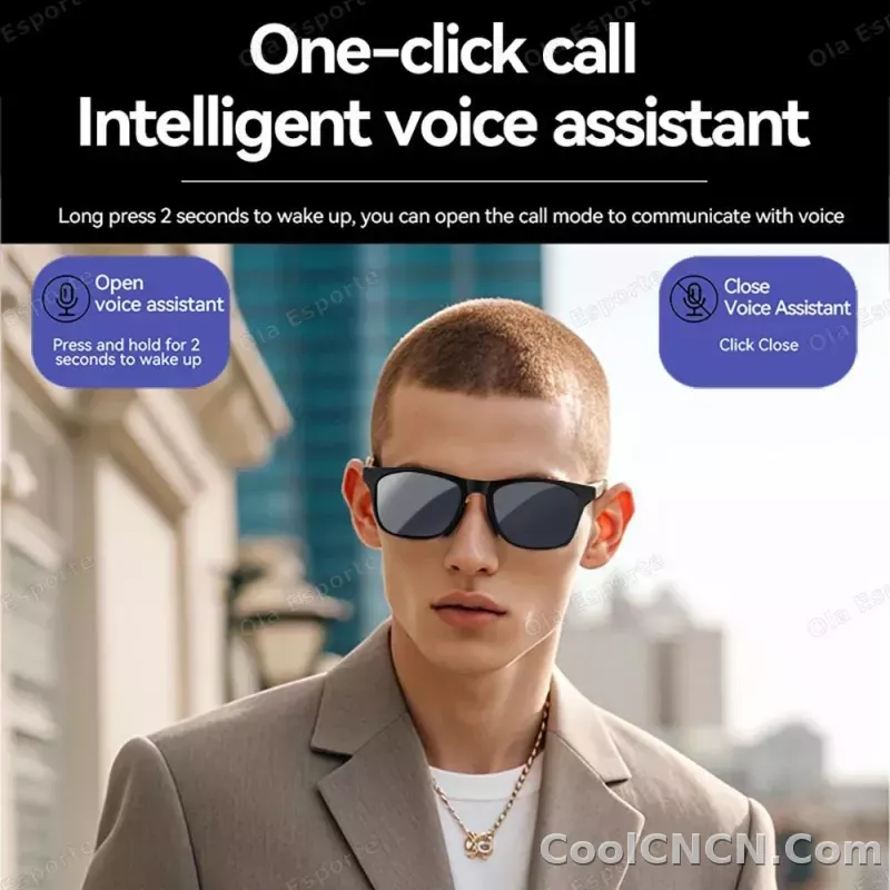 2026 Smart Glasses AI Voice Intelligent Bluetooth Call Music Playback Glasses Touch Headset UV Protection Sunglasses Man Women - detail