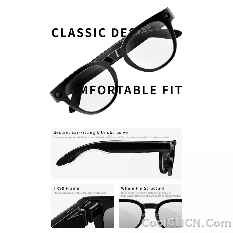 AI Smart Glasses 8MP HD Camera Video Recording AI Translation Voice Assistant TR90 Ultralight Bluetooth Call Music Smart Eyewear - detail