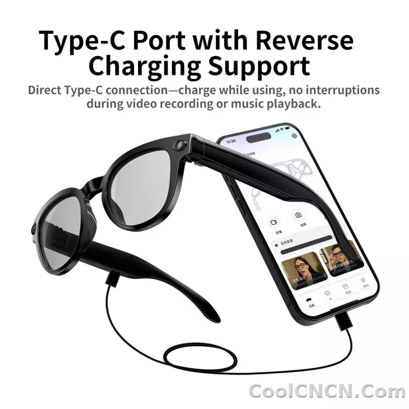 AI Smart Glasses 8MP HD Camera Video Recording AI Translation Voice Assistant TR90 Ultralight Bluetooth Call Music Smart Eyewear - detail
