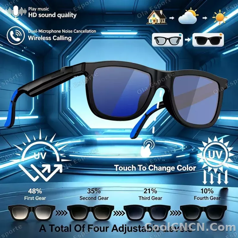 2026 Smart Audio Glasses Touch Control Color Changing Lens Dual Microphone Noise Reduction AI translation Bluetooth Sunglasses