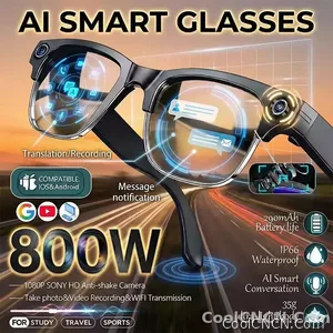 New Upgrade 800W Pixel Smart Glasses With Camera Video Recording AI Photo Recognition Call Language Translation Voice Sunglasses - view 1