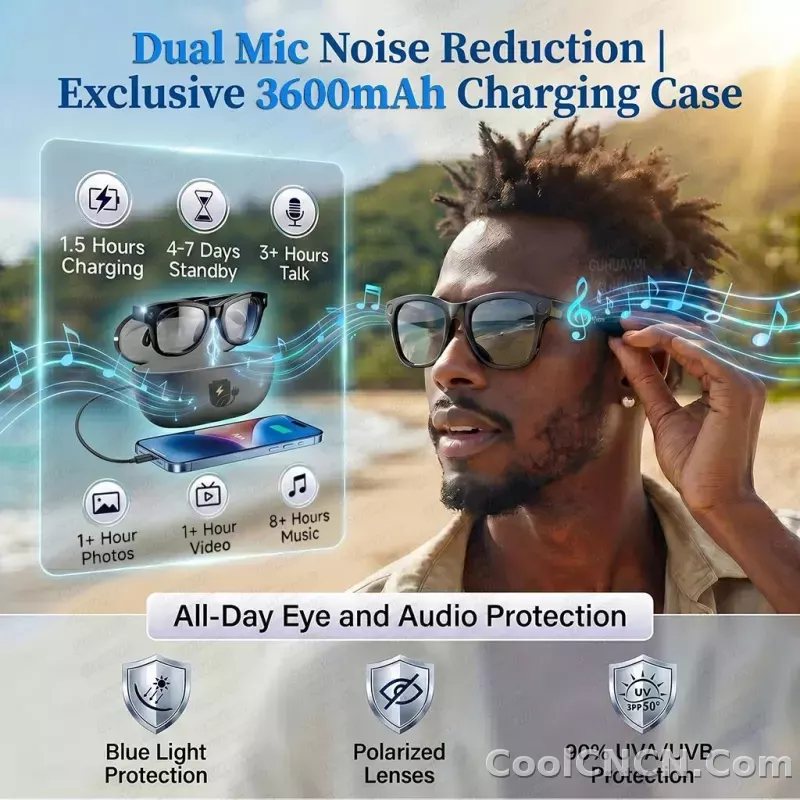 2026 New 3600mAh Battery AI Glasses Men 800W 4k Camera 32G Memory Photos&Video 160+Translation ChatGPT Music Smart Glasses Women - detail