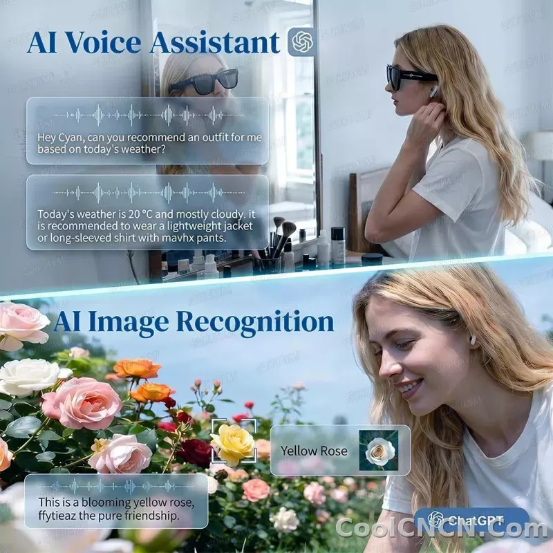 2026 New 3600mAh Battery AI Glasses Men 800W 4k Camera 32G Memory Photos&Video 160+Translation ChatGPT Music Smart Glasses Women - detail