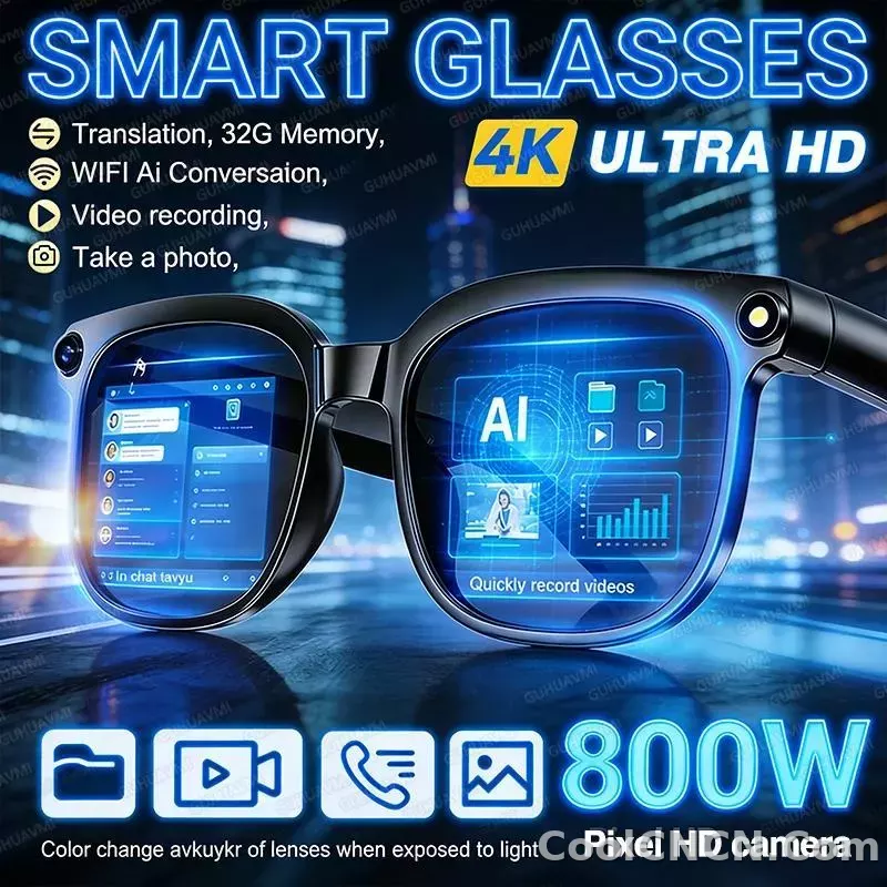 2026 Smart AI Glasses Men New 4K HD 800W pixel Camera 32GB Memory 120+ Translation ChatGPT Music Shoot Photos &Video Sunglasses