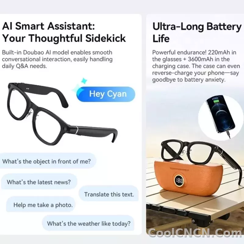 2026 New 6K HD AI Smart Glasses Chat GPT 800MP Camera Bluetooth Call 290mAh Battery 32GB Voice Assistant Control Smart Glasses - detail