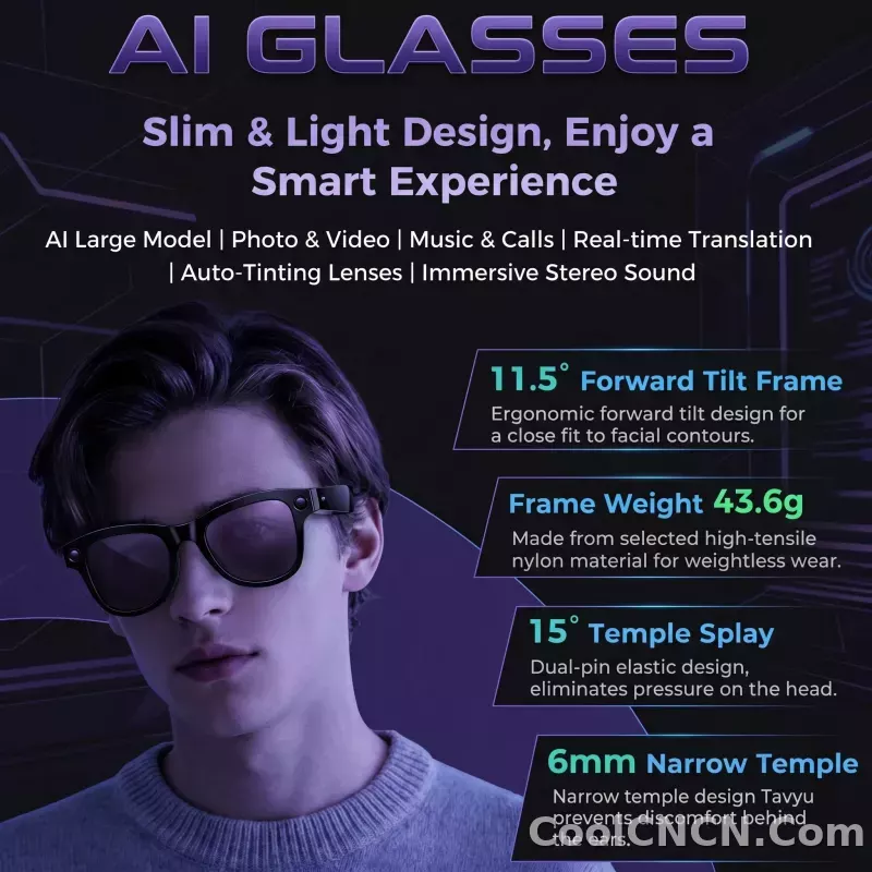 AI Camera Glasses 2026 New 1080P Video Recorder Bluetooth Audio Open Ear Music Voice Control WiFi Sync Smart Eyewear Outdoor Use - detail