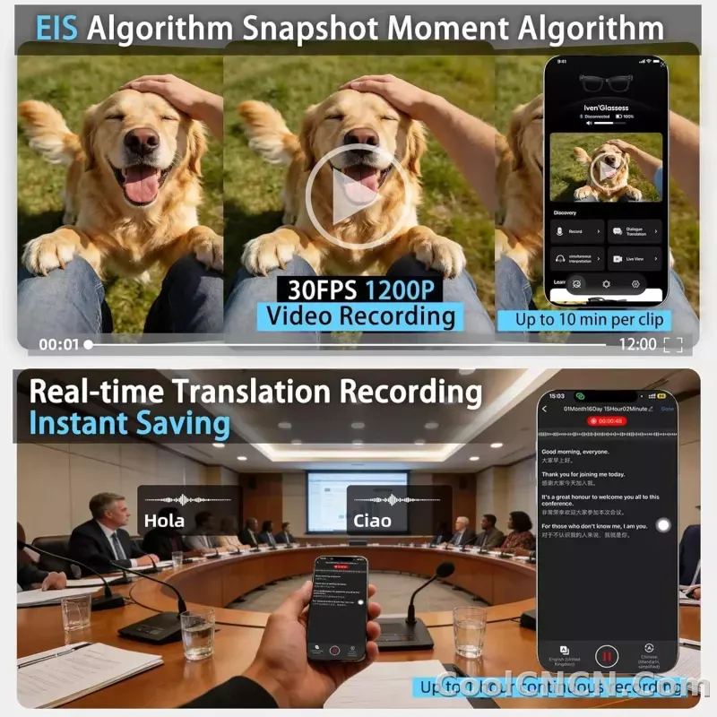 2026 New 800W Pixel Camera 1080P Video Recording Smart Glasses Men AI Voice Assistant Music Player Translation Sports Sunglasses - detail