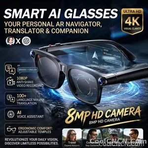 2026 New 800W Pixel Camera 1080P Video Recording Smart Glasses Men AI Voice Assistant Music Player Translation Sports Sunglasses - view 1