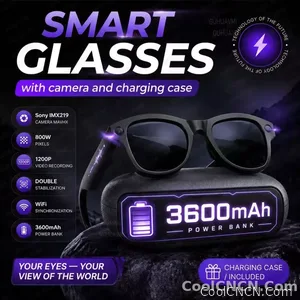 2026 New AI Video Glasses 1080P HD Camera Recorder Bluetooth Audio Voice Control Touch WiFi Sync Smart Glasses for Travel Use HD - view 1