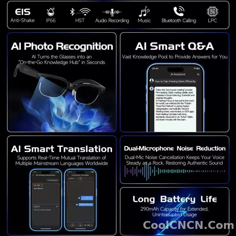 2026 New 8K HD AI Smart Glasses Men with Chat GPT 800MP Camera Bluetooth Call AI Translation Voice Assistant Control Unisex Sung - detail
