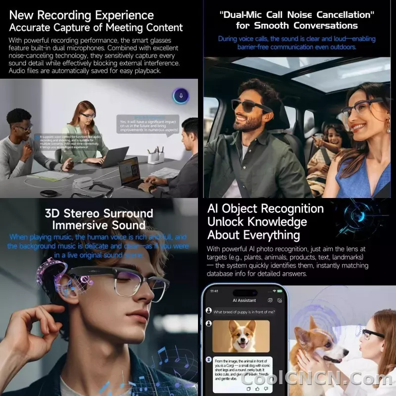 2026 New 8K HD AI Smart Glasses Men with Chat GPT 800MP Camera Bluetooth Call AI Translation Voice Assistant Control Unisex Sung - detail
